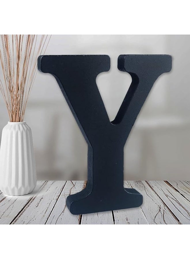 MIRFA Wooden Free Standing Decorative Letter Slices - Black - 6inches (Y) - Image 1